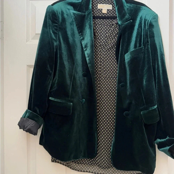 Vintage Emerald Green Velour Blazer - Size L - Picture 3 of 9